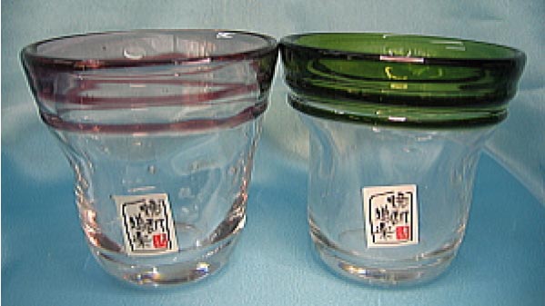 【企業様・団体様向けギフト記念品】焼酎ロックグラスpt-4(赤紫&深みどり)